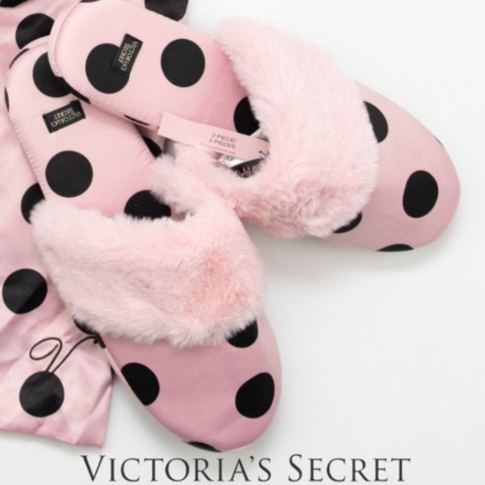 Victoria Secret Polka Dot Satin Slippers - Picture 5 of 6